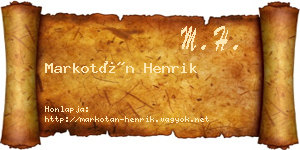 Markotán Henrik névjegykártya